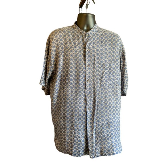 Vintage Robert Stock 100% Silk Shirt Blue XL 80s - Picture 1 of 8